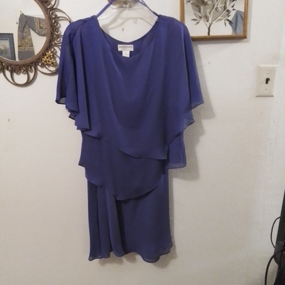 DRAPER'S & DAMON'S PETITES PURPLE LAYERED 2 PIECE DRESS, SIZE 14P